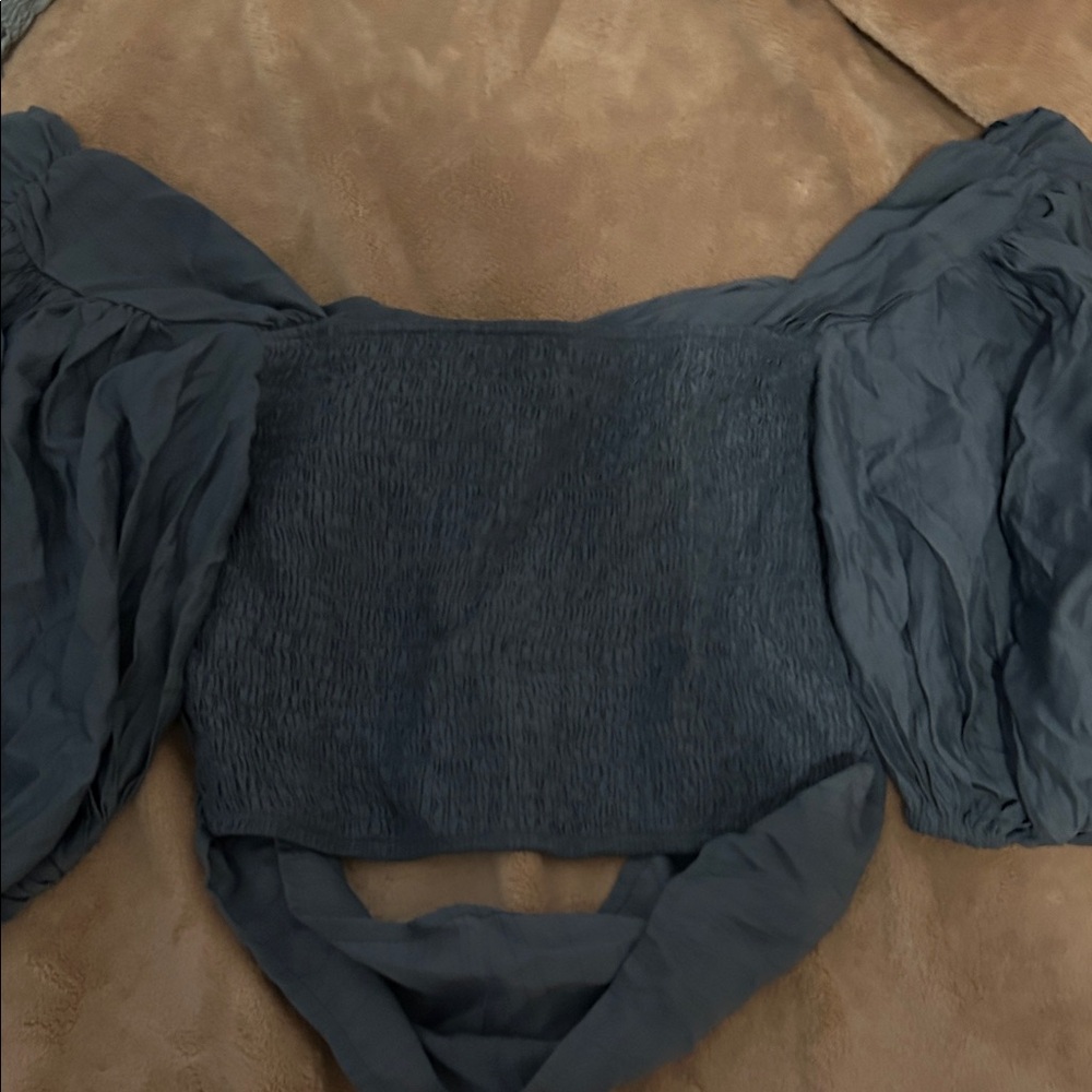 SHEIN Puff Sleeve Blouse in Charcoal - Picture 3 of 3